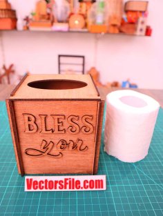 Laser Cut Wooden Tissue Box Roll Tissue Holder Organizer CDR and DXF File