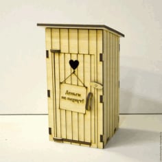 Laser Cut Wooden Toilet Piggy Bank CDR File