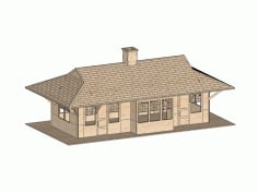 Laser Cut Wooden Train Station 3D Model, Wooden 3D Building CDR, EPS, PDF File