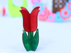 Laser Cut Wooden Tulip Flower Decor Wood Flower Design 4mm 3mm Vector File