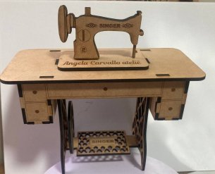 Laser Cut Wooden Vintage Sewing Machine Model