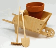 Laser Cut Wooden Wheelbarrow Free Vector CDR