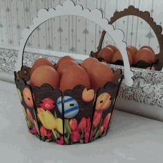 Laser Cut Wooden Wooden Egg Basket CDR File