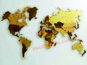 Laser Cut Wooden World Map Template Wall Art Decor Idea