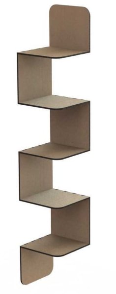 Laser Cut Zigzag Corner Wall Mount Display Shelf CDR File