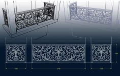 Laser Cutting Modern Grill Designs for Elevation DXF File