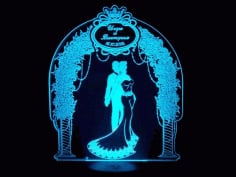 Laser Engraving 3D LED Wedding Gift Lamp CDR File