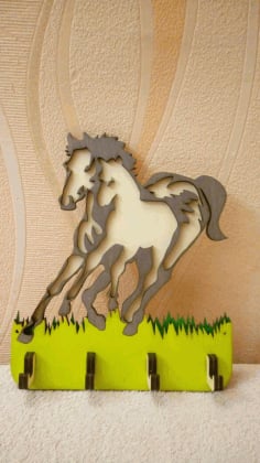 Laser Engraving Horse Wall Key Holder CDR Vectors File