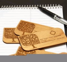 Laser Engraving Wood Business Cards Design CDR, EPS and Ai Vector File