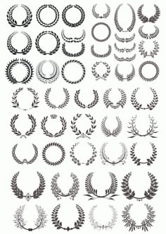 Laurel Wreath Vector Basic Black Collection Free CDR Vectors File