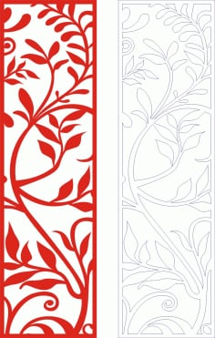 Leafy Vertical Baner 33 Laser Cut CDR File