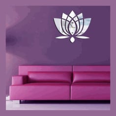 Lotus Flower Wall Clock Template Laser Cut CDR File