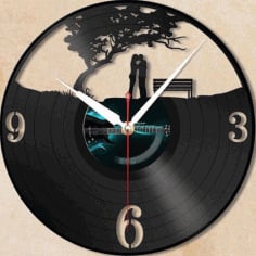 Love Romantic Couple Wall Clock Laser Cut Template CDR File