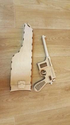 Mauser C96 With Wooden Holster Toy Gun Laser Cut Free CDR File