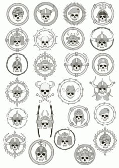 Medievial Skull Set Free CDR Vectors File