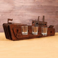 Mini Bar Wooden Ship Laser Cut CDR File