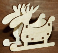 Moose Sleigh Christmas Ornament Laser Cut CDR File