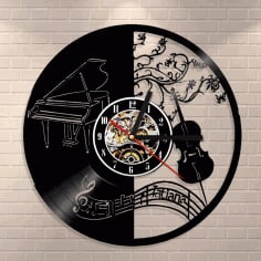 Music Wall Clock Vinyl CD Record Wall Clock Laser Cut Template CDR File