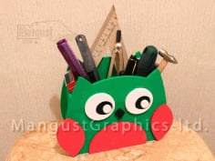 Owl Organizer Pen Holder Laser Cut Free CDR File