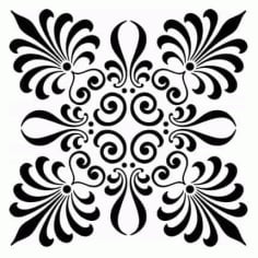 Palmette Square Ornament, Laser Cut Pattern Design Vector File