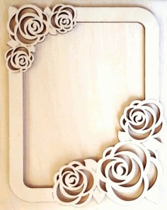 Photo Frame with Roses Beautiful Picture Frame Laser Cut CDR File