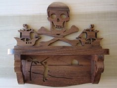 Pirate Wooden Wall Shelf Skull Crossbones Shelf CDR Free Laser Cut File