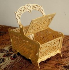 Plywood Basket with Lid Wooden Puzzle Fruit Basket PDF File for Laser Cutting