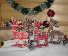 Plywood Deer Christmas Decoration Laser Cut CDR File