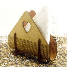 Plywood Napkin Holder with Heart Table Tissue Paper Holder Laser Cut PDF File