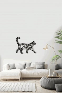 Polygonal Cat Wall Decal Laser Cut DXF File