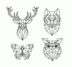 Polygonal Geometric Animals Laser Cut CDR File