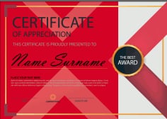 Red Certificate Template Design Vector File