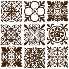 Retro Floral Ornaments Design Vector File