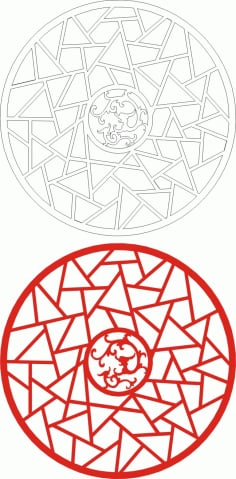 Round Dream Catcher Tile Design Laser Cut CDR File