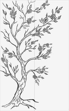 Sandblast Dry Tree Silhouette Laser Cut CDR File