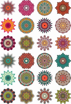 Set Of Colorful Sweet Mandala Laser Cut CDR File