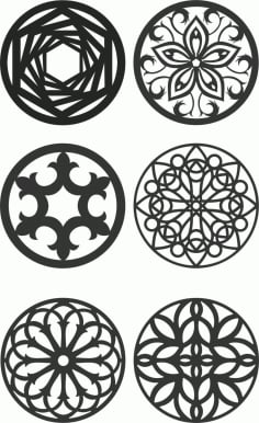 Set of Mandala Room Divider Screen Panel Design DXF File