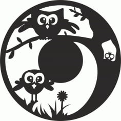 Silhouette Decorative Owls Clock Plan CDR Vectors File