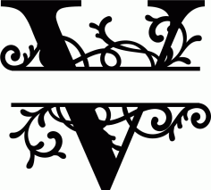 Split Monogram Letter V Free DXF Vectors File