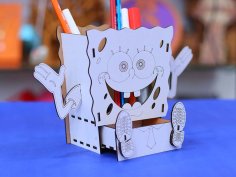 SpongeBob Pencil Box Desk Organizer SpongeBob Box for Kids Laser Cut 3mm Free Vector