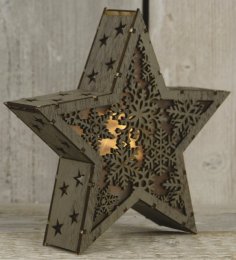 Star Lamp Snowflake Night Light New Year Lamp Laser Cut CDR File