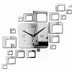 Steel Block Panel Wall Clock Design Free Vector CDR File