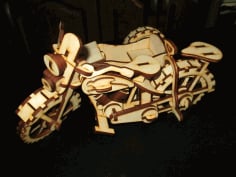 Stylish Wooden 3D Bike Puzzle Laser Cut Free CDR File