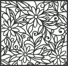 Sunflower Laser Cut Metal Screen Panel DXF File