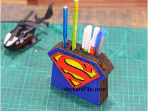 Superhero Laser Cut Wooden Pen and Pencil Holder for Kids