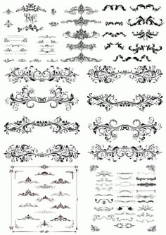 Swirl Floral Borders and Ornaments Free CDR Vectors File