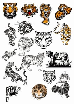 Tiger Vinyl Wall Stickers Vectors CDR File