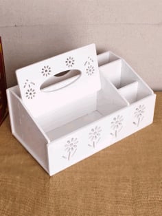 Tissue Box with Organizer Laser Cut Free CDR File