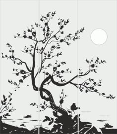 Tree Glass Door Design CDR File