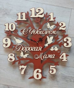 Tree Shaped Wall Clock Laser Cut CNC Laser Cut Free CDR File